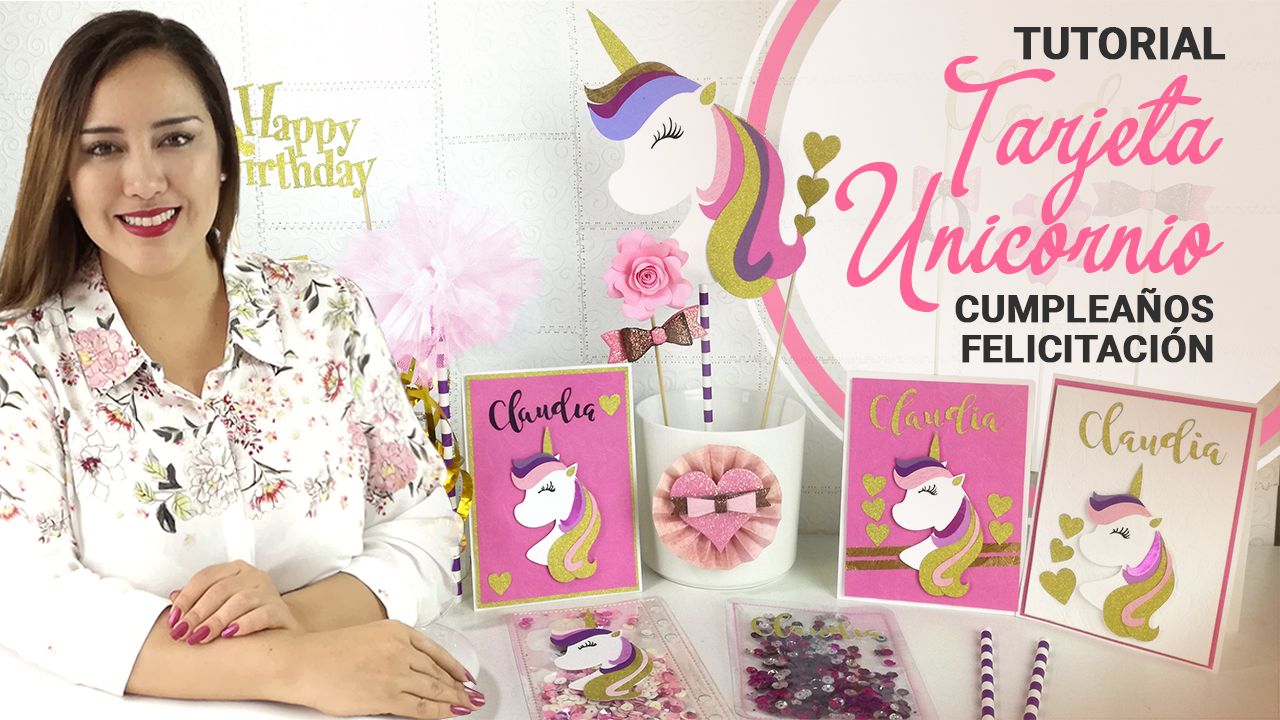 Tarjeta Unicornio Invitación de cumpleaños con moldes